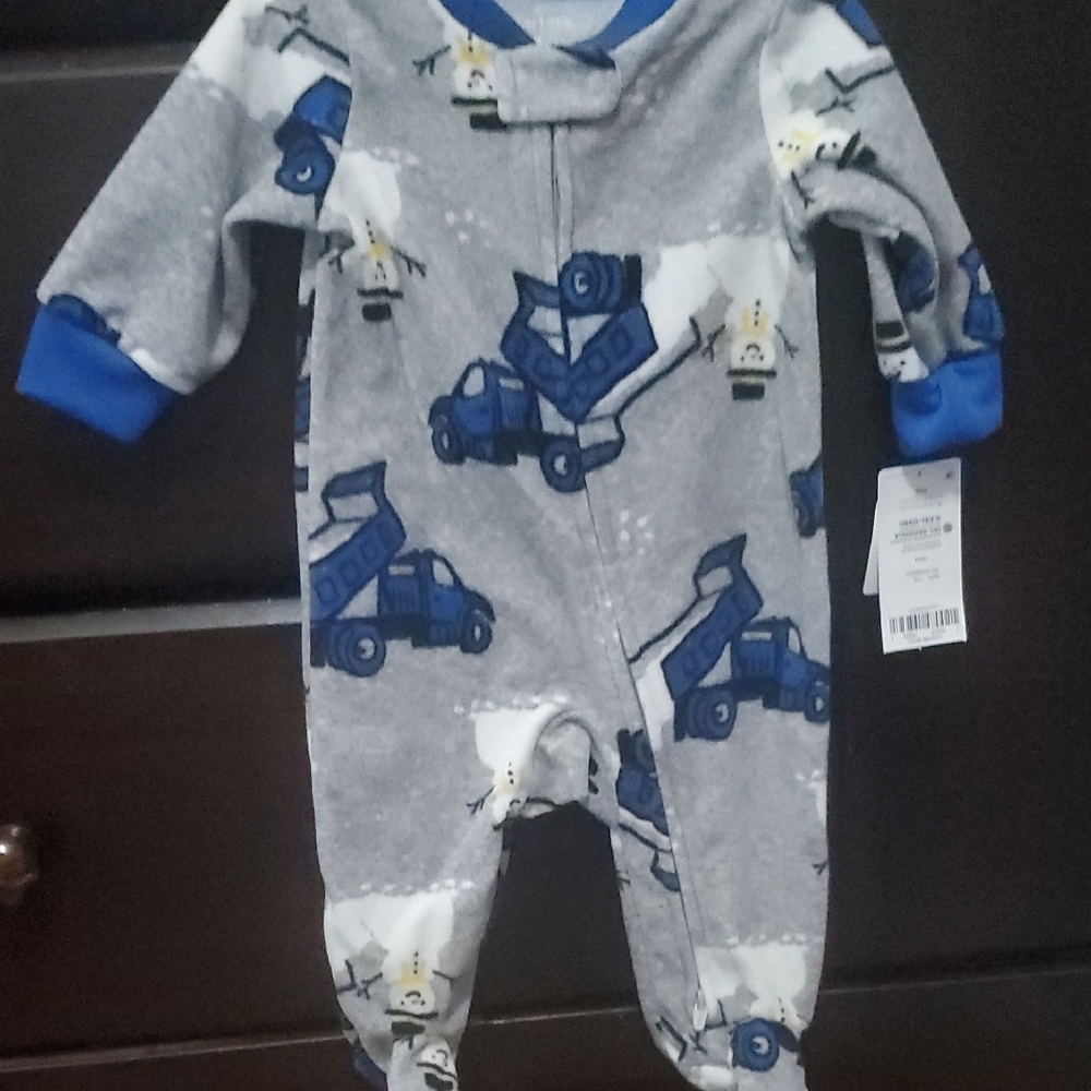 Carter's Gray and Blue Truck Footie